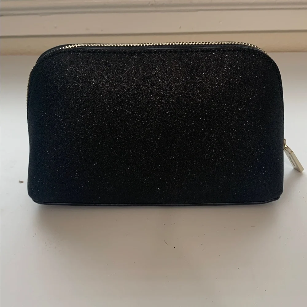 NWT Kate Spade Black Shimmy Glitter Fabric Small Cosmetic Bag